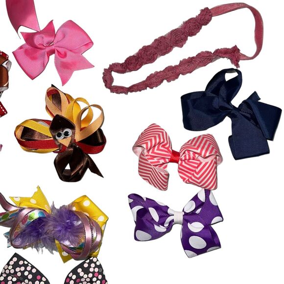 Lot of Over 40 Girls Hair Bows Accessories Assorted Colorful Seasonal - Picture 5 of 9